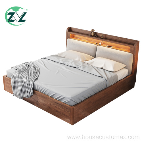 Bedroom Furniture Tyle USB Charger Wood Bed Frame